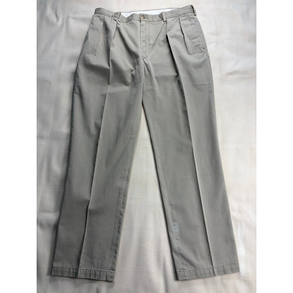 Polo Ralph Lauren Classic Fit Pleated Khaki Pants 36x32 Chino Trousers Tan Vtg